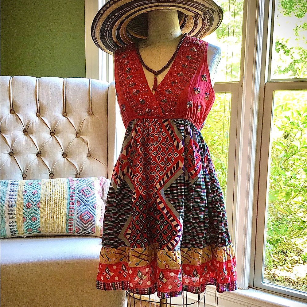 Peace & Love Callao Boho dress Red szL